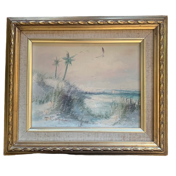 Vintage Other - Vintage J Thompson Original Oil Painting Seaside Coastal Ocean
